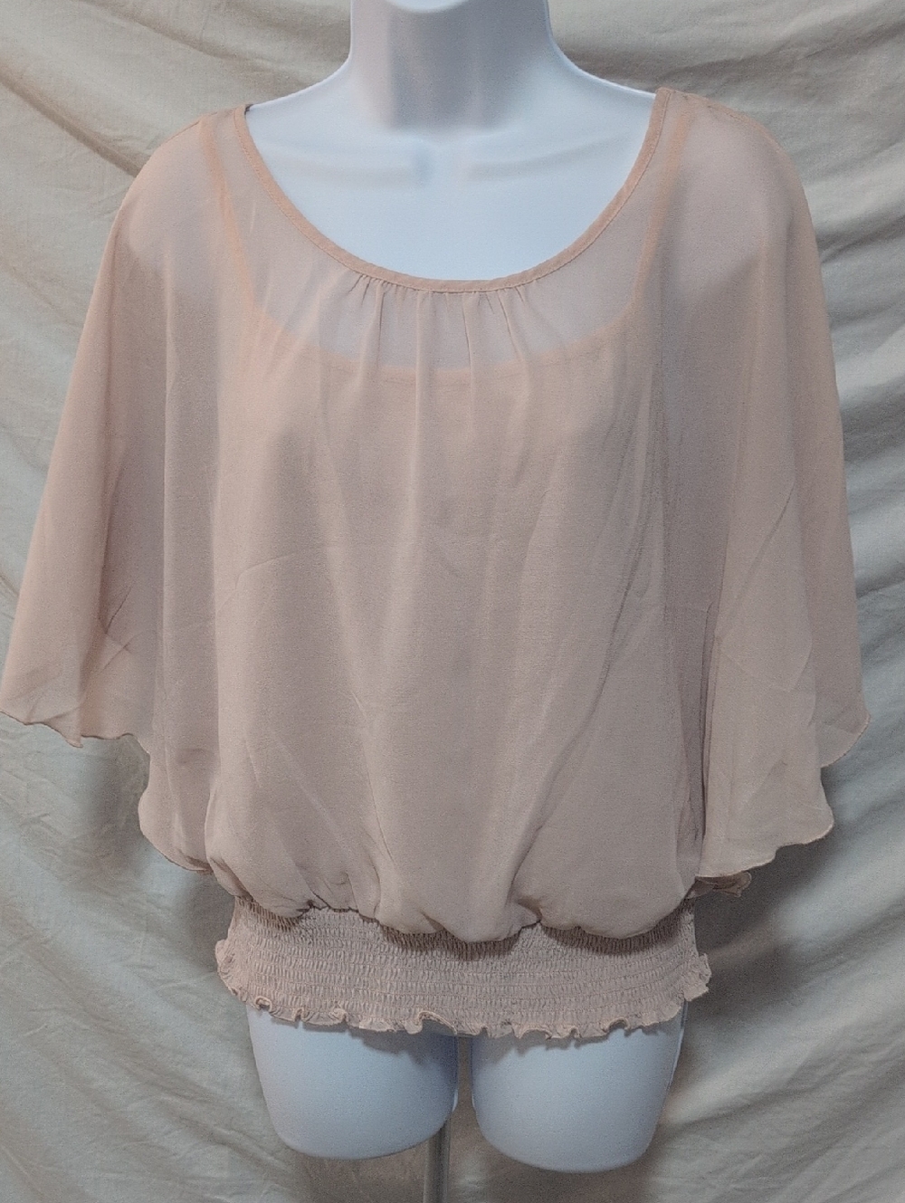Bwear Sheer Blouson Top in Pale Pink